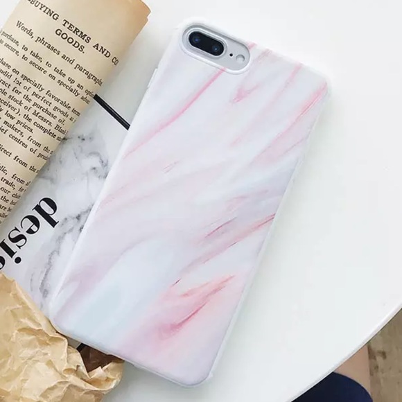 NEW iPhone 7+/8+/7/8 Pink Soft Marble Case - Picture 2 of 2